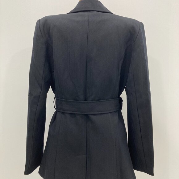 (NWT!) DISTURBIA Black Tailored Skorpios Belted Blazer, Shadow Striped Size 6 - Picture 5 of 14
